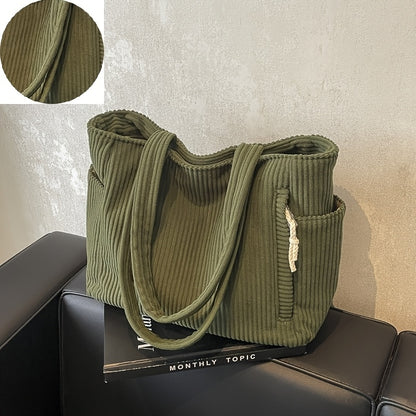 Women's A32 Corduroy Tote Bag with Large Capacity