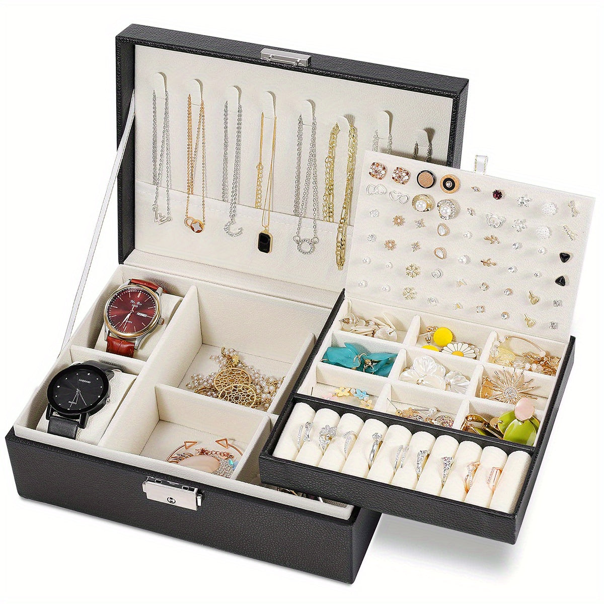 Large Capacity Double-Layer Jewelry Box for Women