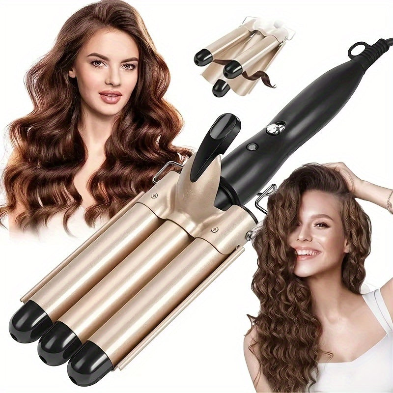 22mm Quick Heating Ceramic Three-Tube Beach Wave Curler Styling Tool