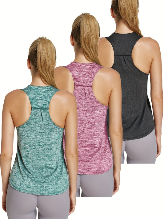 3-Pack Women's Quick-Dry Athletic Tank Tops