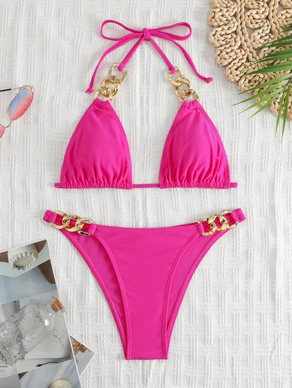 Women's Split Swimwear Chainless Sleeveless Sexy Bikini