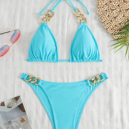 Women's Split Swimwear Chainless Sleeveless Sexy Bikini