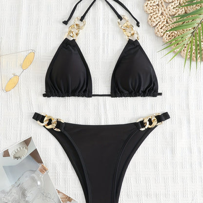 Women's Split Swimwear Chainless Sleeveless Sexy Bikini