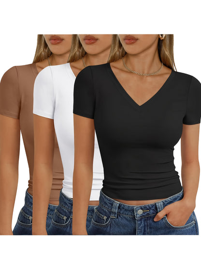 3-Pack Women's Slim Fit Cropped Tops